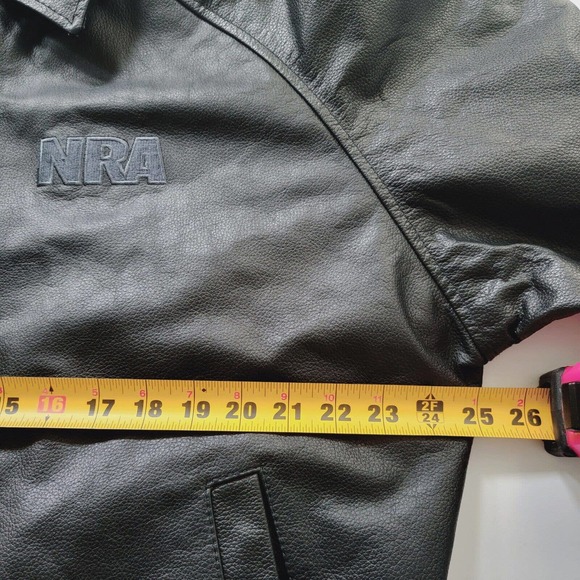 BURKS BAY NRA/NATIONAL RIFLE ASSOCIATION BLACK LEATHER JACKET LARGE - Picture 6 of 7